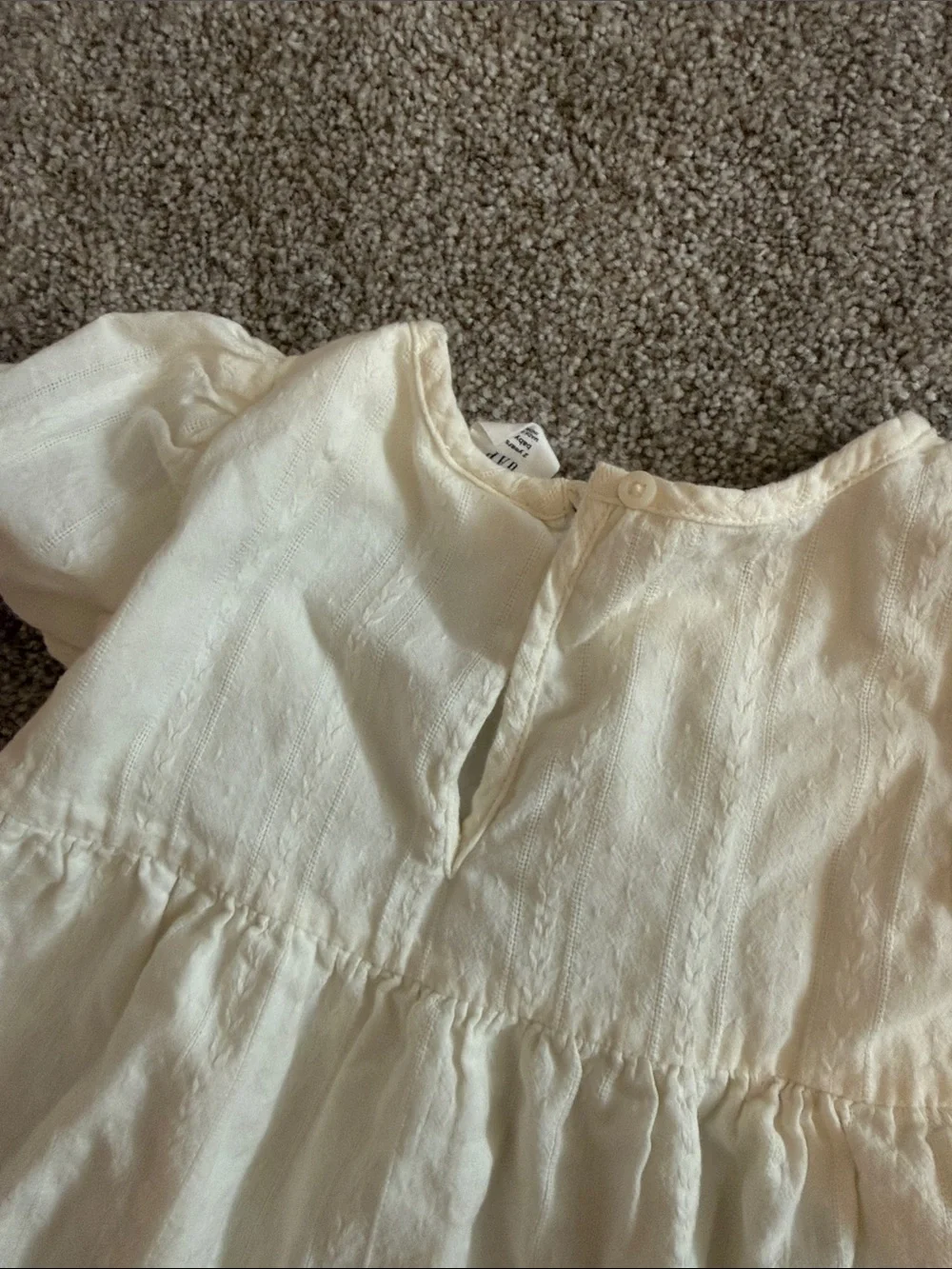 Cream Puff-Sleeve Baby Dress - Classic Cream